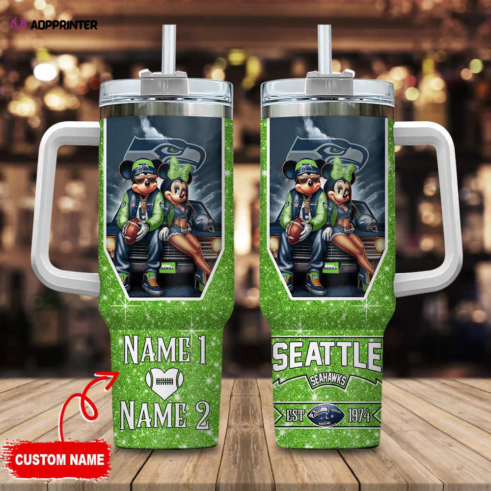 New York Jets NFL Mickey And Minnie Couple 40oz Stanley Tumbler Custom Name Gift for Fans