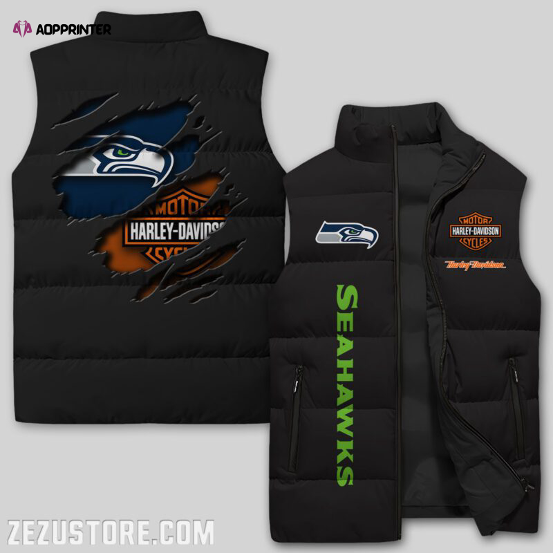 Seattle Seahawks NFL Sleeveless Puffer Jacket Custom For Fans Gifts