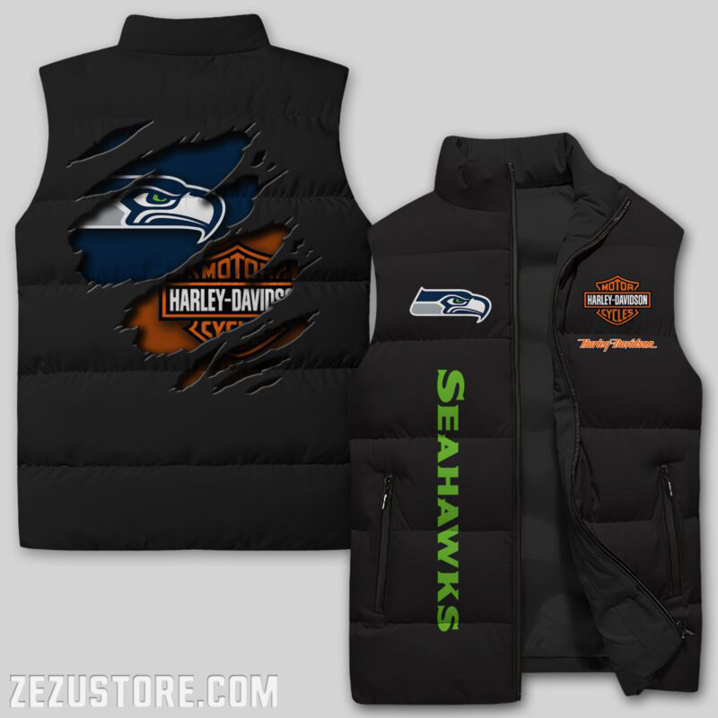 Seattle Seahawks NFL Sleeveless Puffer Jacket Custom For Fans Gifts