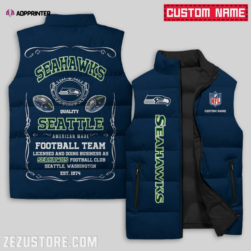 Seattle Seahawks NFL Sleeveless Puffer Jacket Custom For Fans Gifts