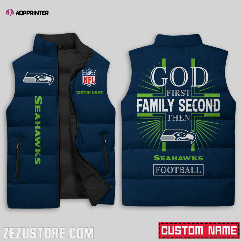 Seattle Seahawks NFL Sleeveless Puffer Jacket Custom For Fans Gifts