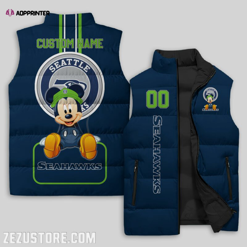 Seattle Seahawks NFL Sleeveless Puffer Jacket Custom For Fans Gifts