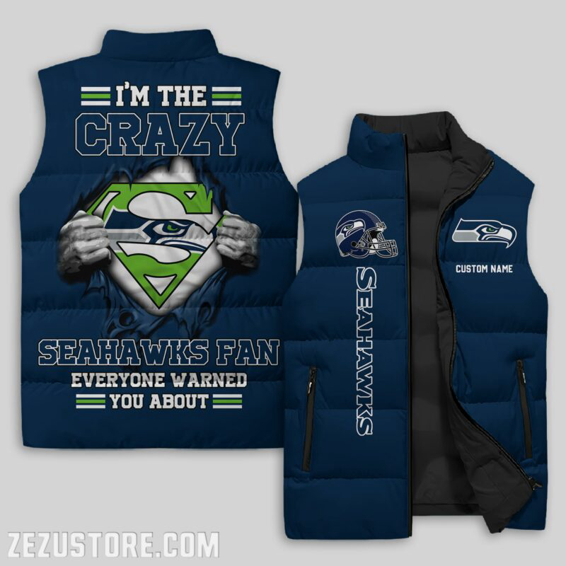 Seattle Seahawks NFL Sleeveless Puffer Jacket Custom For Fans Gifts