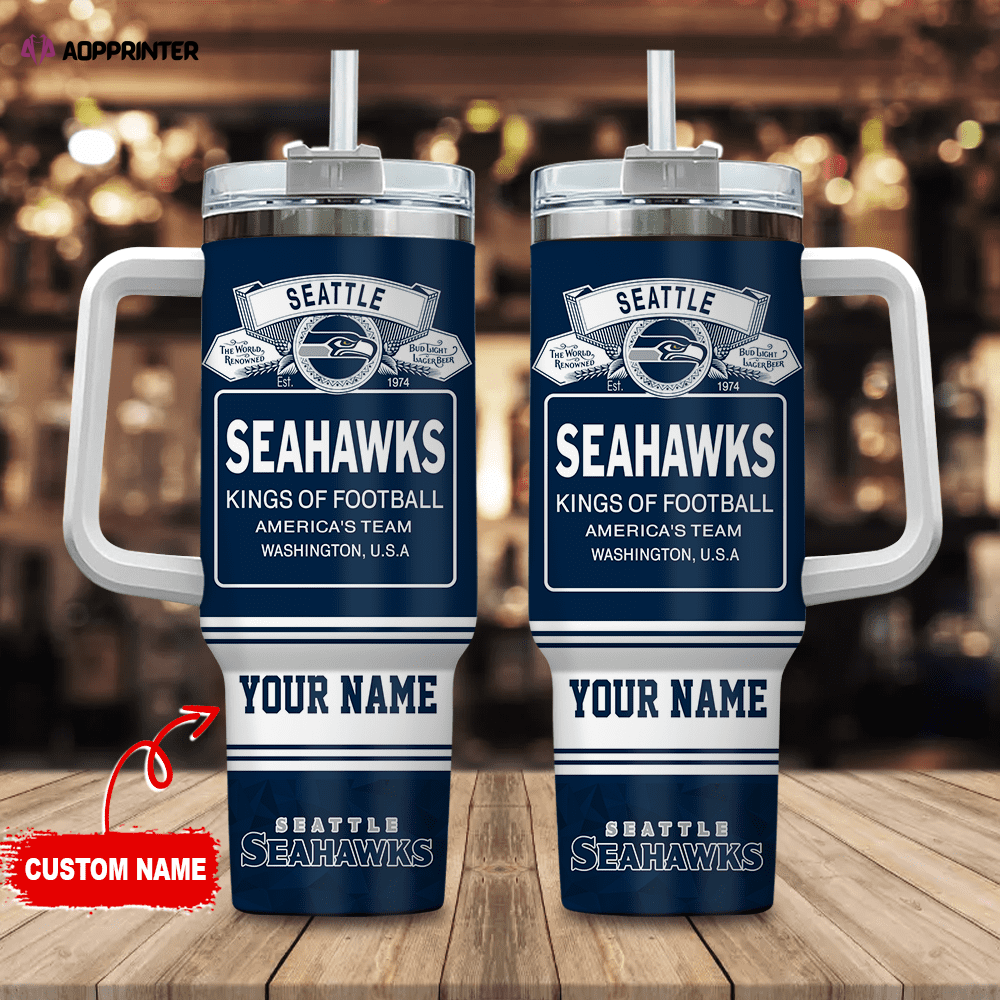 Seattle Seahawks Personalized NFL Bud Light 40oz Stanley Tumbler Gift for Fans