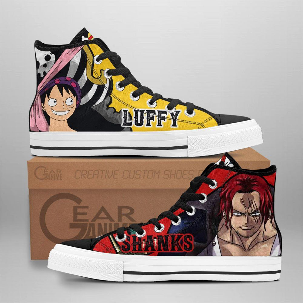 Shanks And Luffy High Top Shoes Mix Manga For Fans One Piece Anime