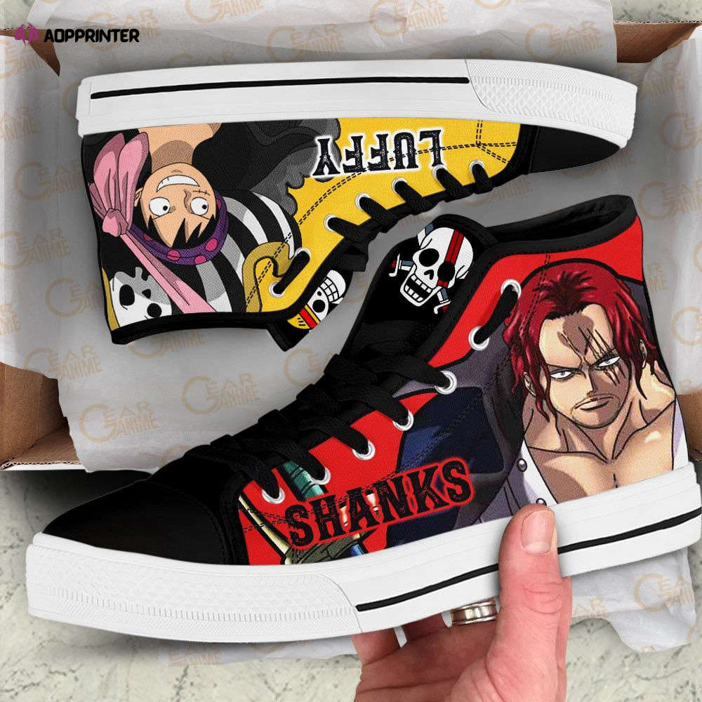 Shanks And Luffy High Top Shoes Mix Manga For Fans One Piece Anime