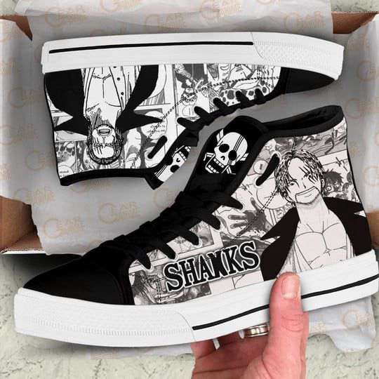 Shanks High Top Shoes Black White For Fans One Piece Anime