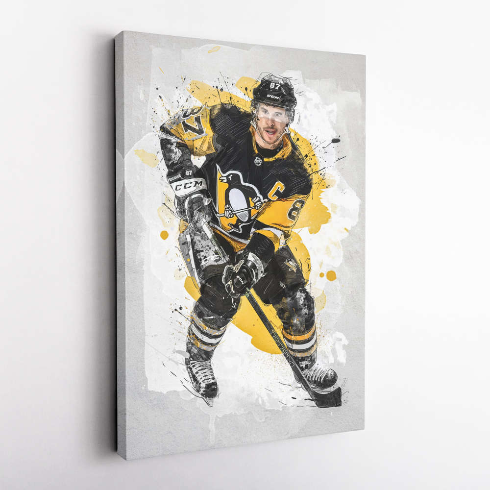 Sidney Crosby Poster Pittsburgh Penguins NHL Framed Wall Art Home Decor Canvas Print Artwork