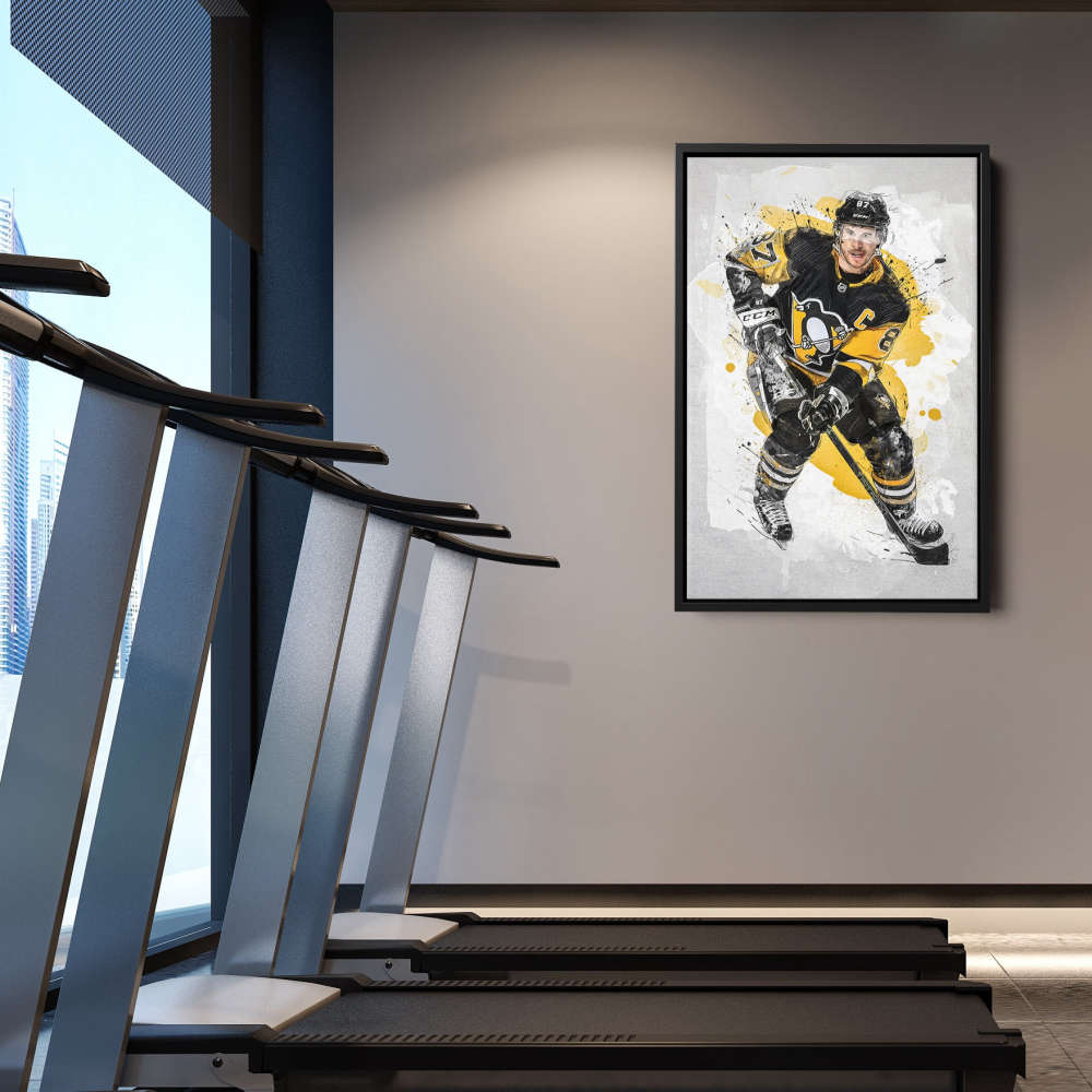 Sidney Crosby Poster Pittsburgh Penguins NHL Framed Wall Art Home Decor Canvas Print Artwork