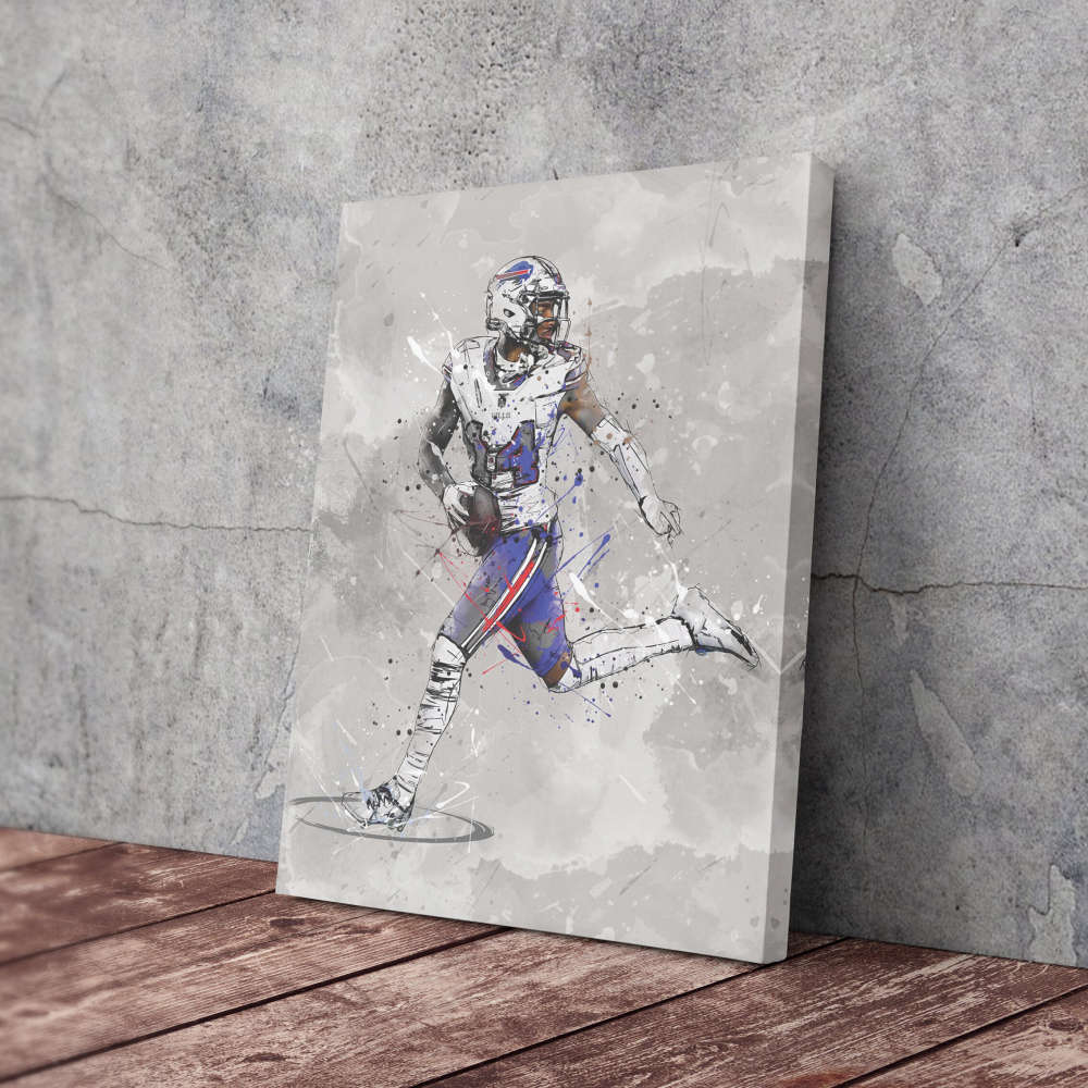 Stefon Diggs Poster Buffalo Bills NFL Canvas Wall Art Home Decor Framed Poster Man Cave Gift