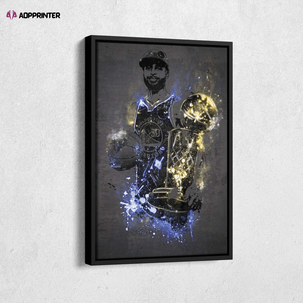 Stephen Curry Neon Splash NBA Champion Poster MVP Golden State Warriors