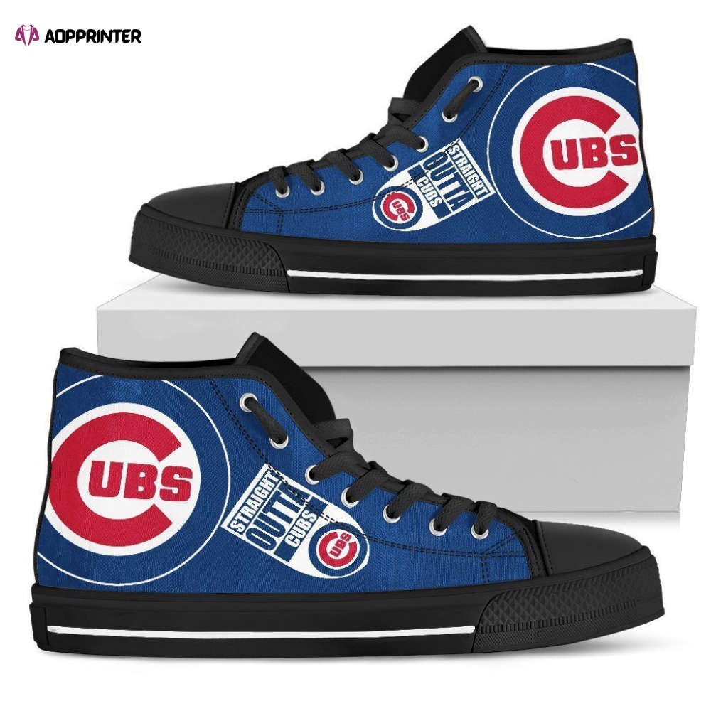Straight Outta Chicago Cubs MLB Custom Canvas High Top Shoes