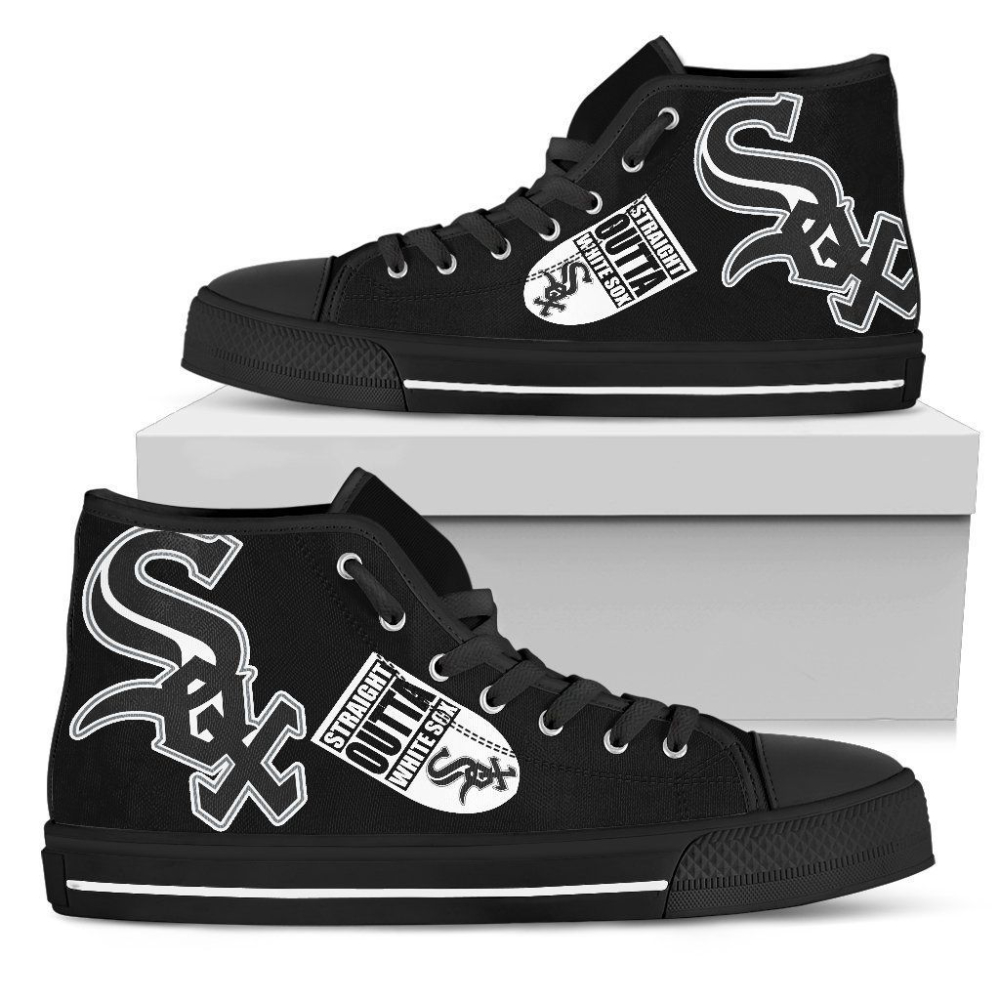 Straight Outta Chicago White Sox MLB Custom Canvas High Top Shoes