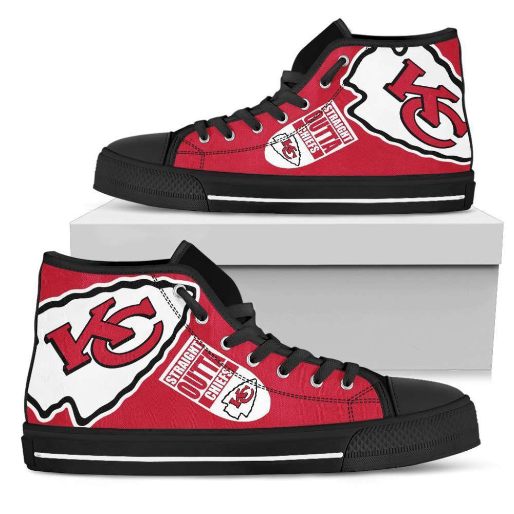 Straight Outta Kansas City Chiefs NFL Custom Canvas High Top Shoes