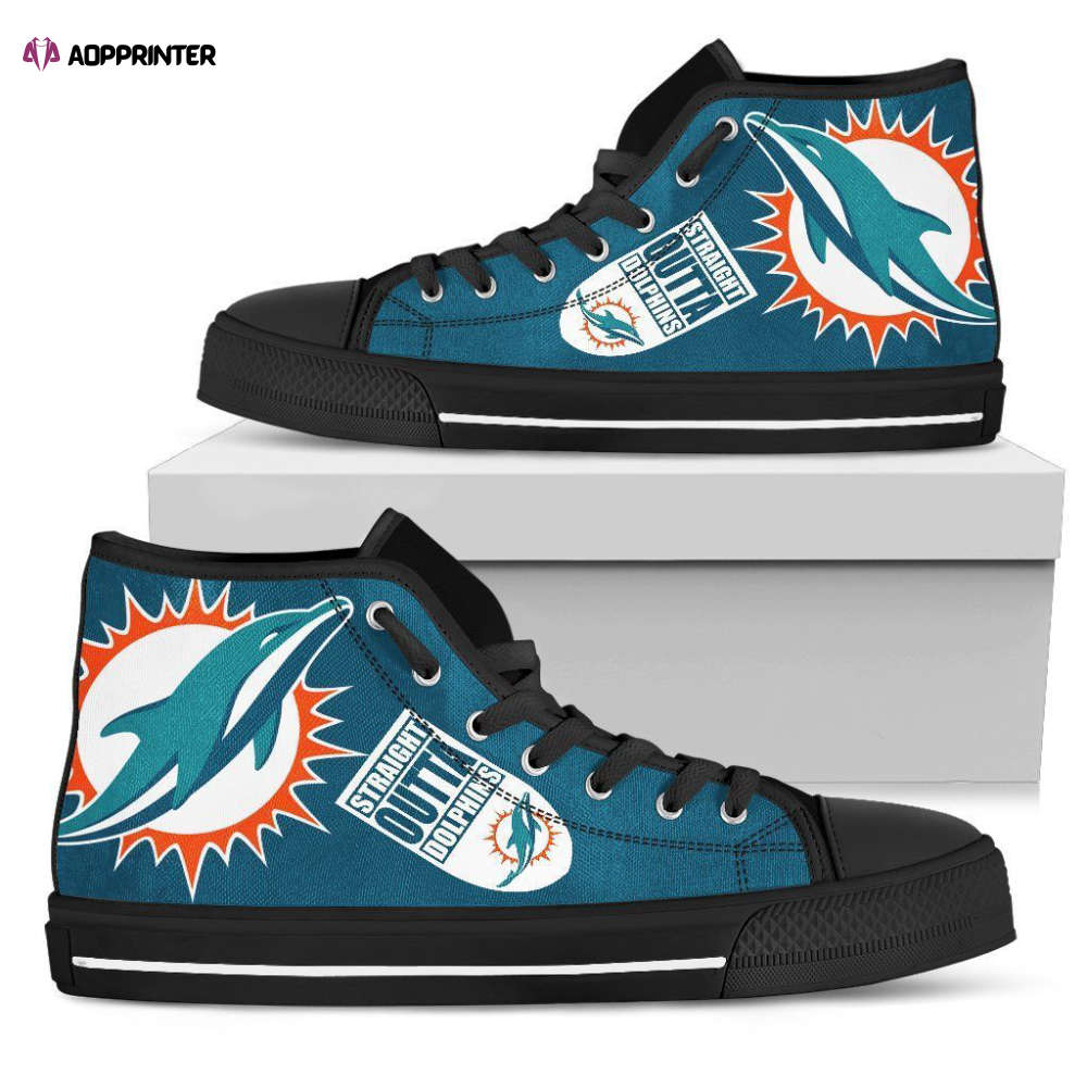 Straight Outta Miami Dolphins NFL Custom Canvas High Top Shoes