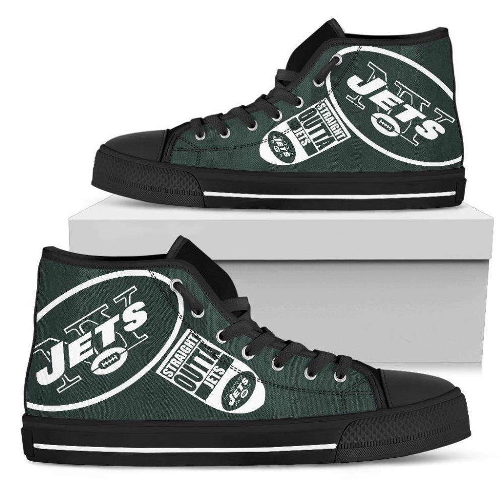 Straight Outta New York Jets NFL Custom Canvas High Top Shoes