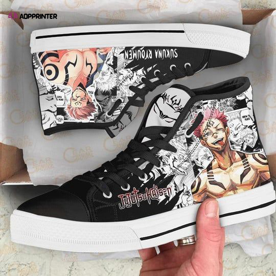 Sukuna Ryoumen Custom Canvas High Top Shoes For Fans Jujutsu Kaisen Anime