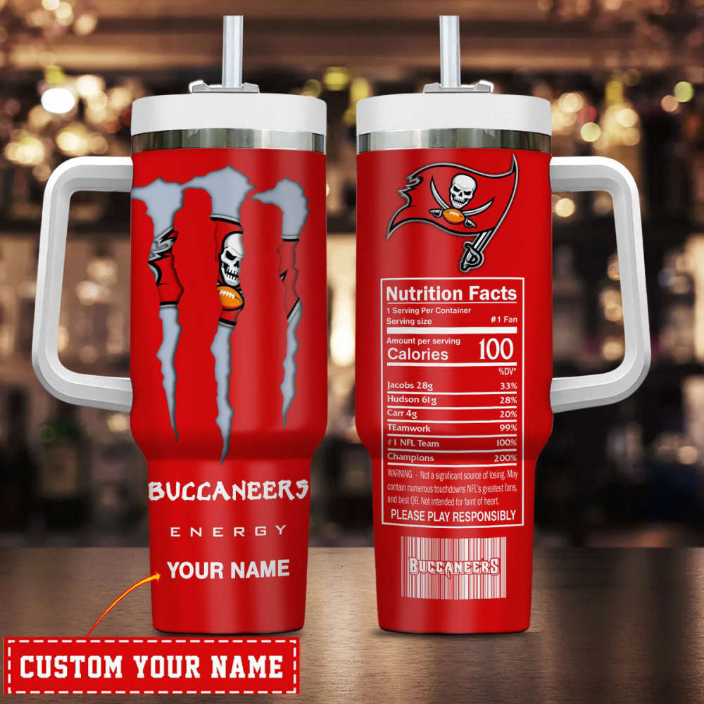 Tampa Bay Buccaneers NFL Energy Nutrition Facts Personalized Stanley Tumbler 40Oz Gift for Fans