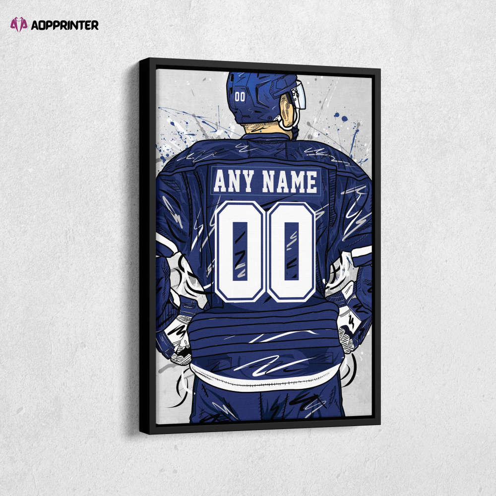 Tampa Bay Lightning Jersey NHL Personalized Jersey Custom Name and Number Canvas Wall Art Home Decor Framed Poster Man Cave Gift