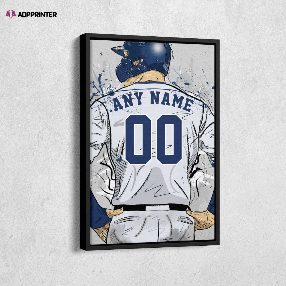 Tampa Bay Rays Jersey MLB Personalized Jersey Custom Name and Number Canvas Wall Art Home Decor Framed Poster Man Cave Gift