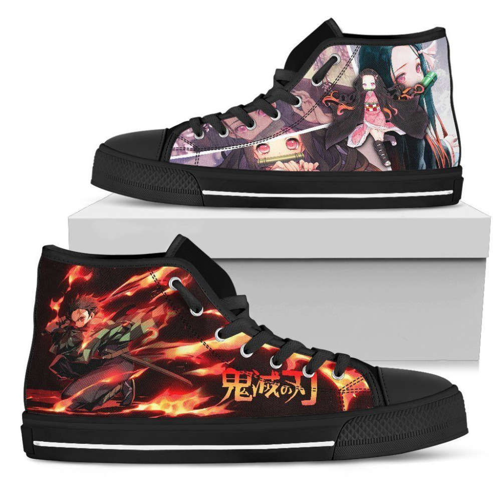 Tanjiro and Nezuko High Top Shoes Custom For Fans Demon Slayer Anime