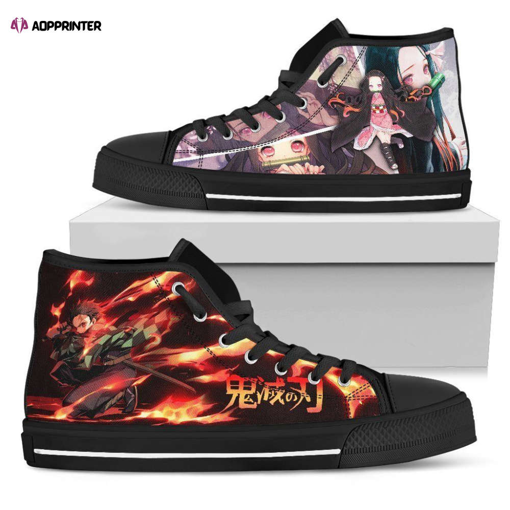 Tanjiro and Nezuko High Top Shoes Custom For Fans Demon Slayer Anime