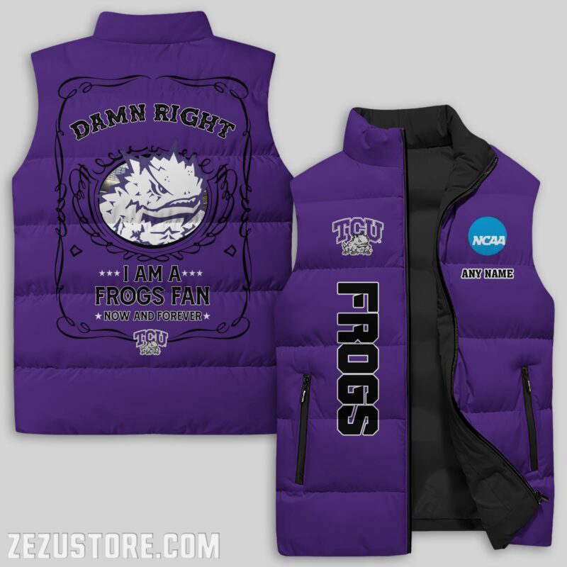 TCU Horned Frogs NCAA Sleeveless Puffer Jacket Custom For Fans Gifts