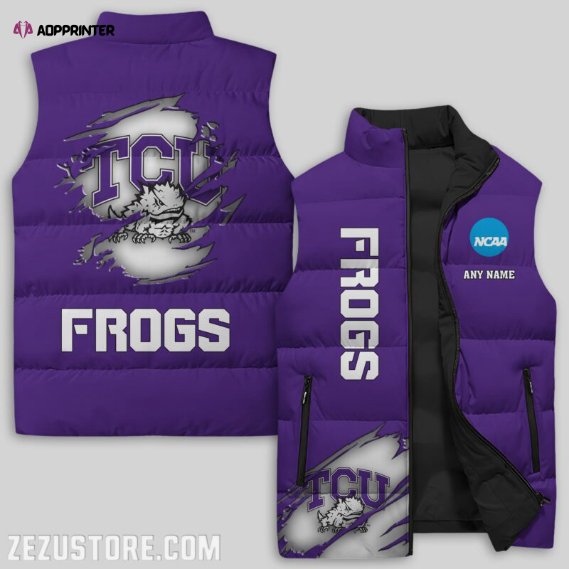 TCU Horned Frogs NCAA Sleeveless Puffer Jacket Custom For Fans Gifts