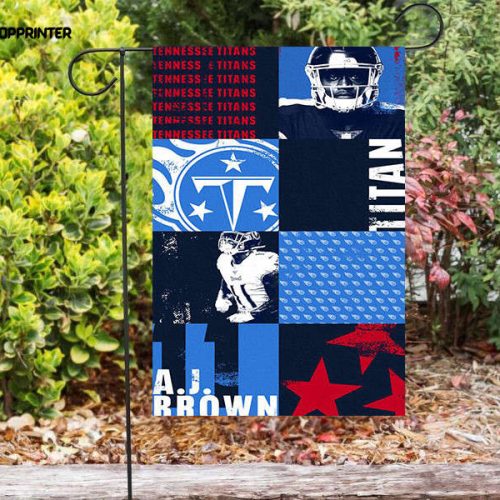 Tennessee Titans A J Brown1 Double Sided Printing   Garden Flag Home Decor Gifts