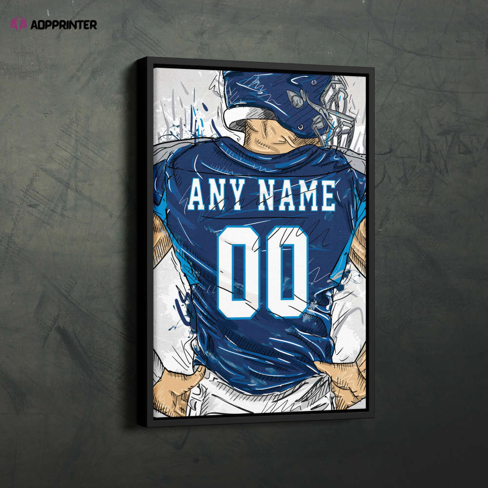 Tennessee Titans Jersey Personalized Jersey NFL Custom Name and Number Canvas Wall Art Home Decor Framed Poster Man Cave Gift