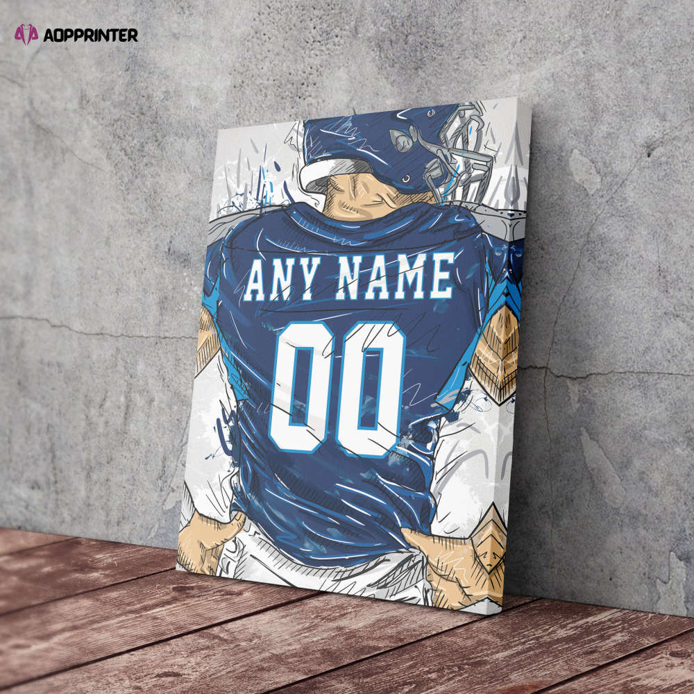 Tennessee Titans Jersey Personalized Jersey NFL Custom Name and Number Canvas Wall Art Home Decor Man Cave Gift