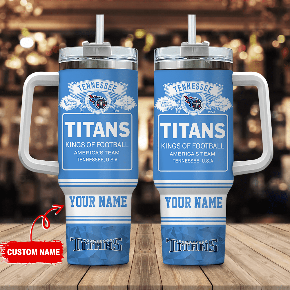 Tennessee Titans Personalized NFL Bud Light 40oz Stanley Tumbler Gift for Fans