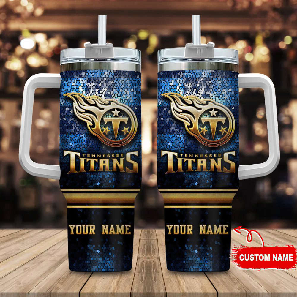 Tennessee Titans Personalized NFL Glitter 40oz Stanley Tumbler Gift for Fans