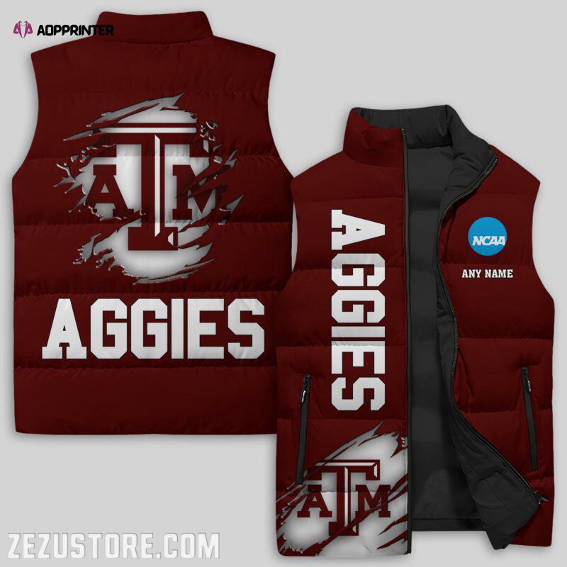 Texas A&M Aggies NCAA Sleeveless Puffer Jacket Custom For Fans Gifts