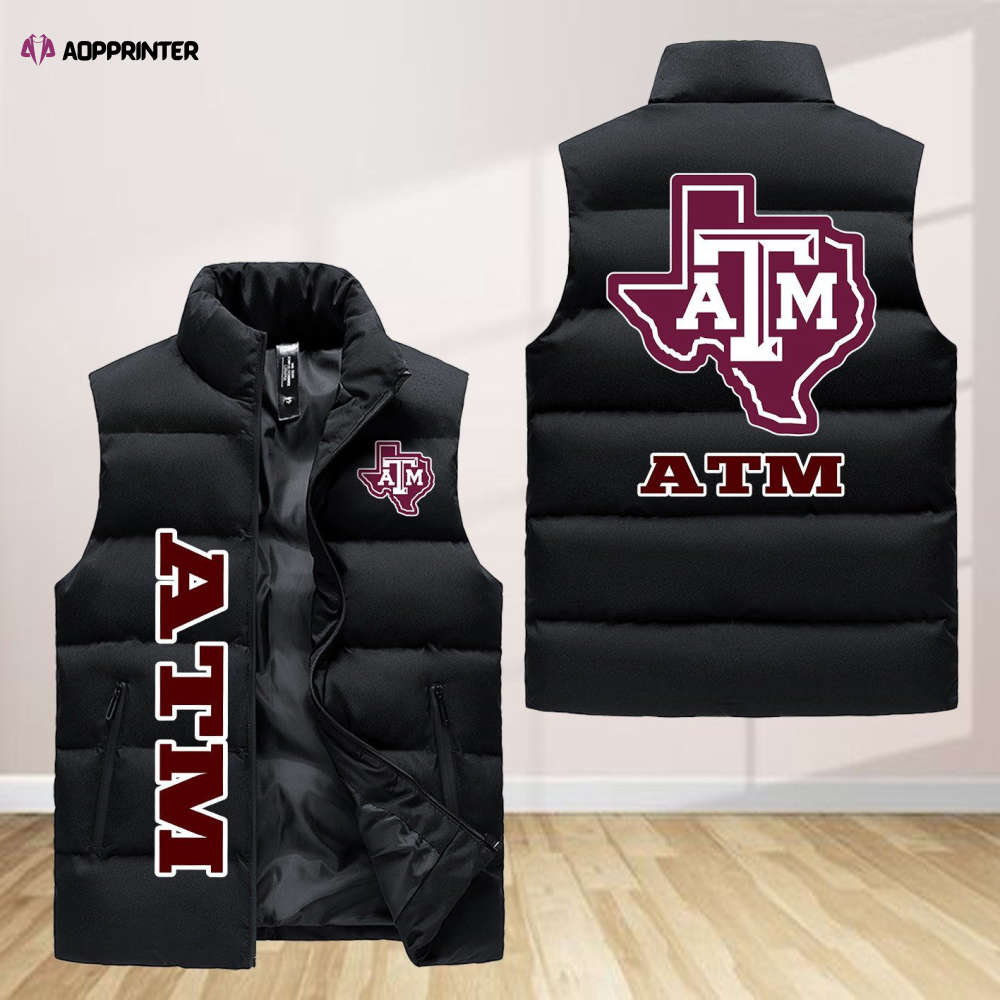 Texas A&M Aggies Sleeveless Puffer Jacket Custom For Fans Gifts