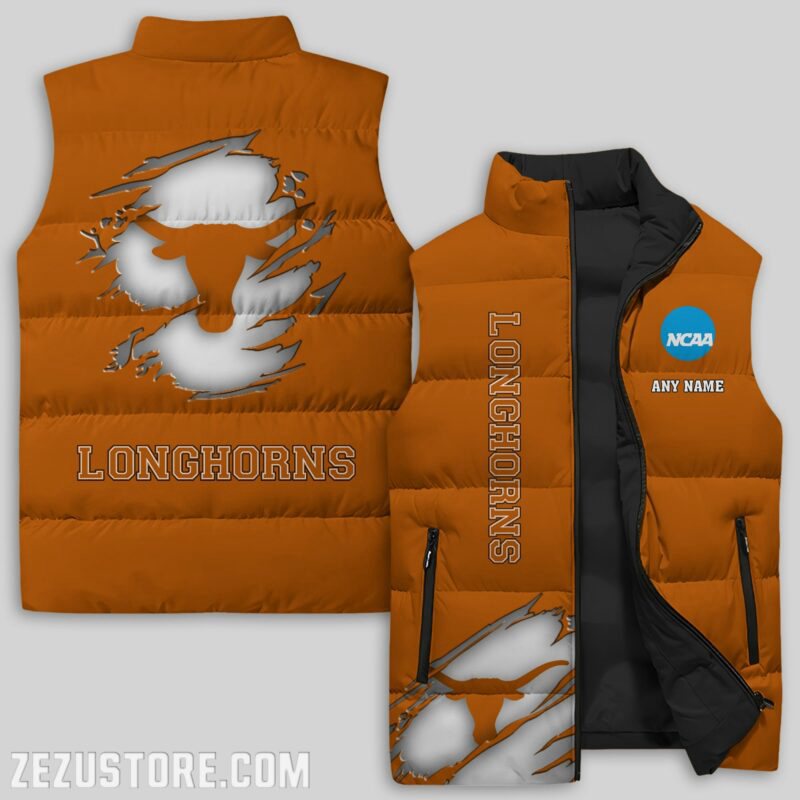 Texas Longhorns NCAA Sleeveless Puffer Jacket Custom For Fans Gifts
