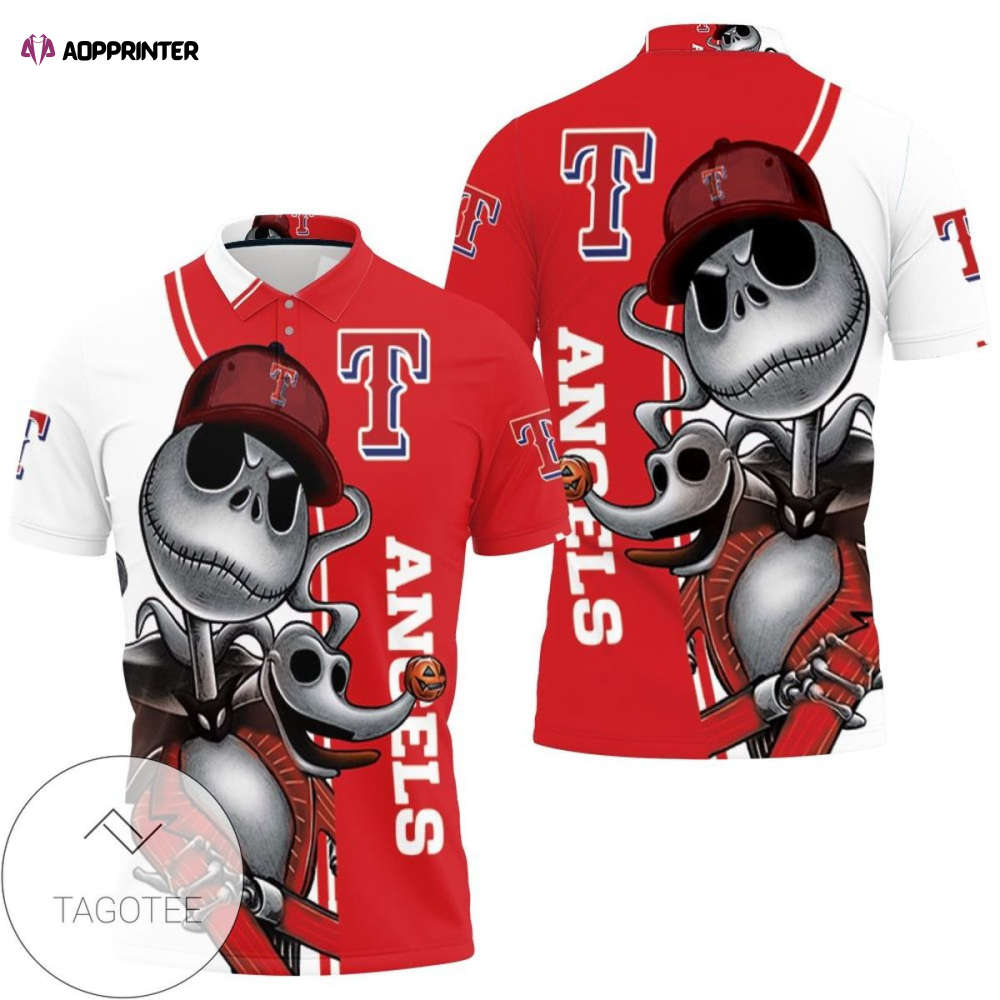 Texas Rangers Jack Skellington And Zero Polo Shirt