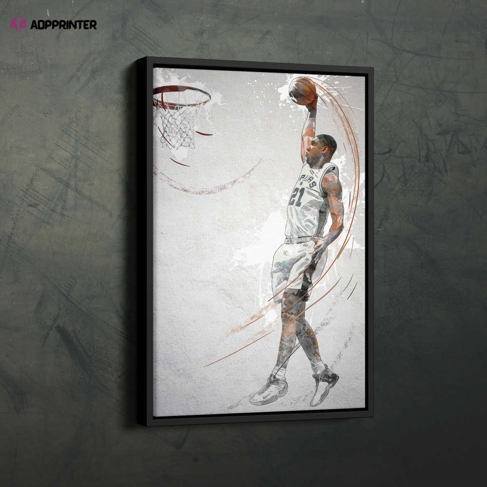Tim Duncan Poster Dunk San Antonio Spurs NBA Framed Wall Art Home Decor Canvas Print Artwork
