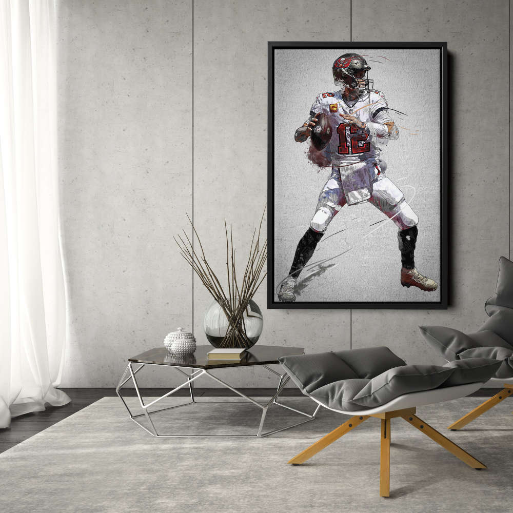 Tom Brady Poster Tampa Bay Buccaneers NFL Framed Wall Art Home Decor Hand Made Canvas Print Artwork