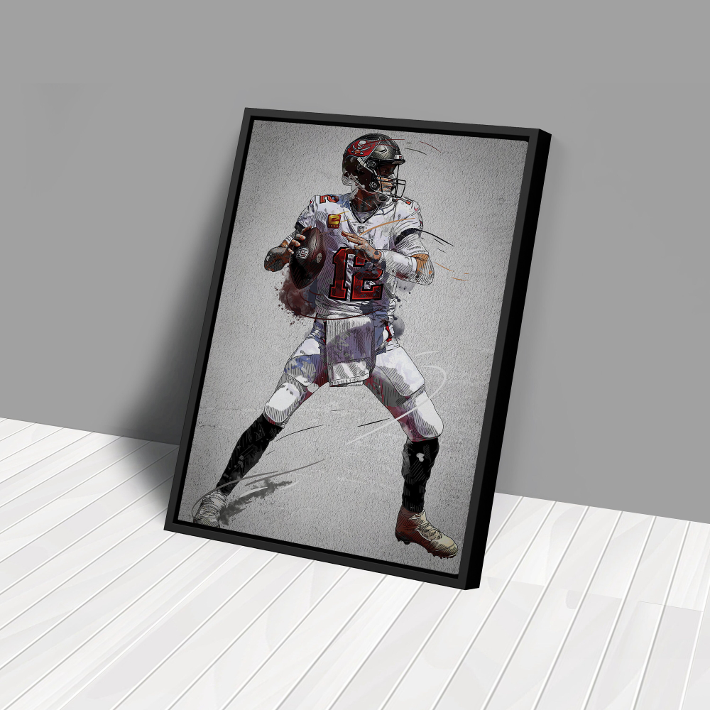 Tom Brady Poster Tampa Bay Buccaneers NFL Framed Wall Art Home Decor Hand Made Canvas Print Artwork