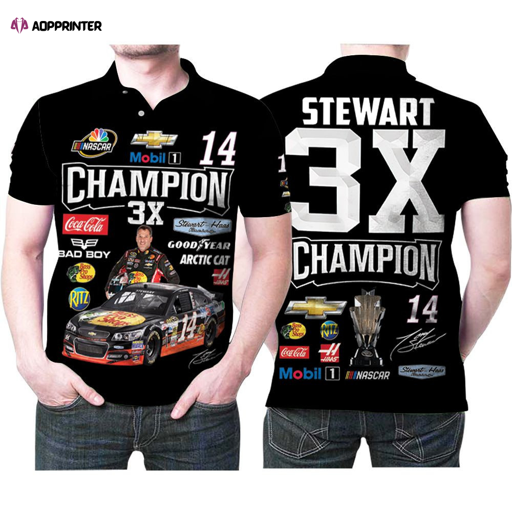 Tony Stawart Champion 3x Signatures 3D Gift for Fans Polo Shirt