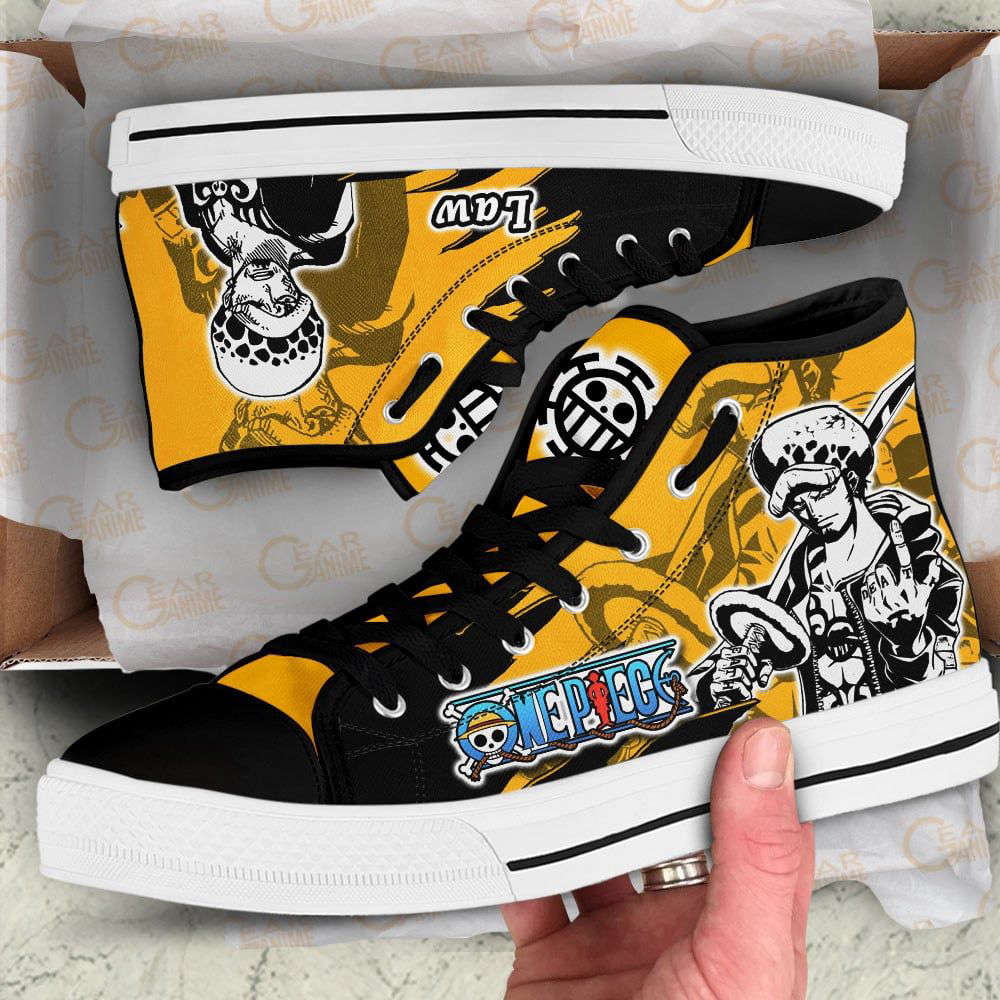 Trafalgar Law High Top Shoes Mix Manga For Fans One Piece Anime