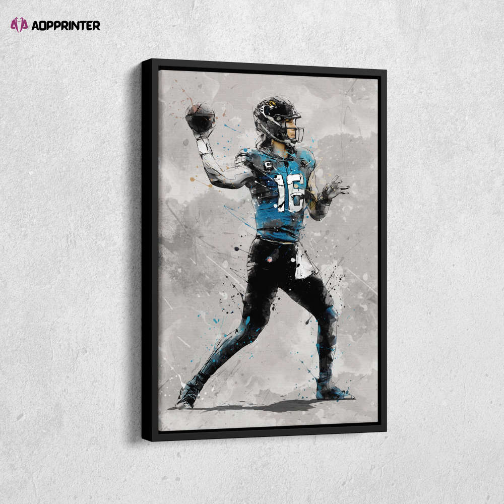 Trevor Lawrence Poster Jacksonville Jaguars NFL Canvas Wall Art Home Decor Framed Poster Man Cave Gift