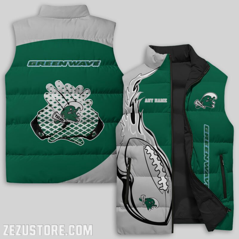 Tulane Green Wave NCAA Sleeveless Puffer Jacket Custom For Fans Gifts