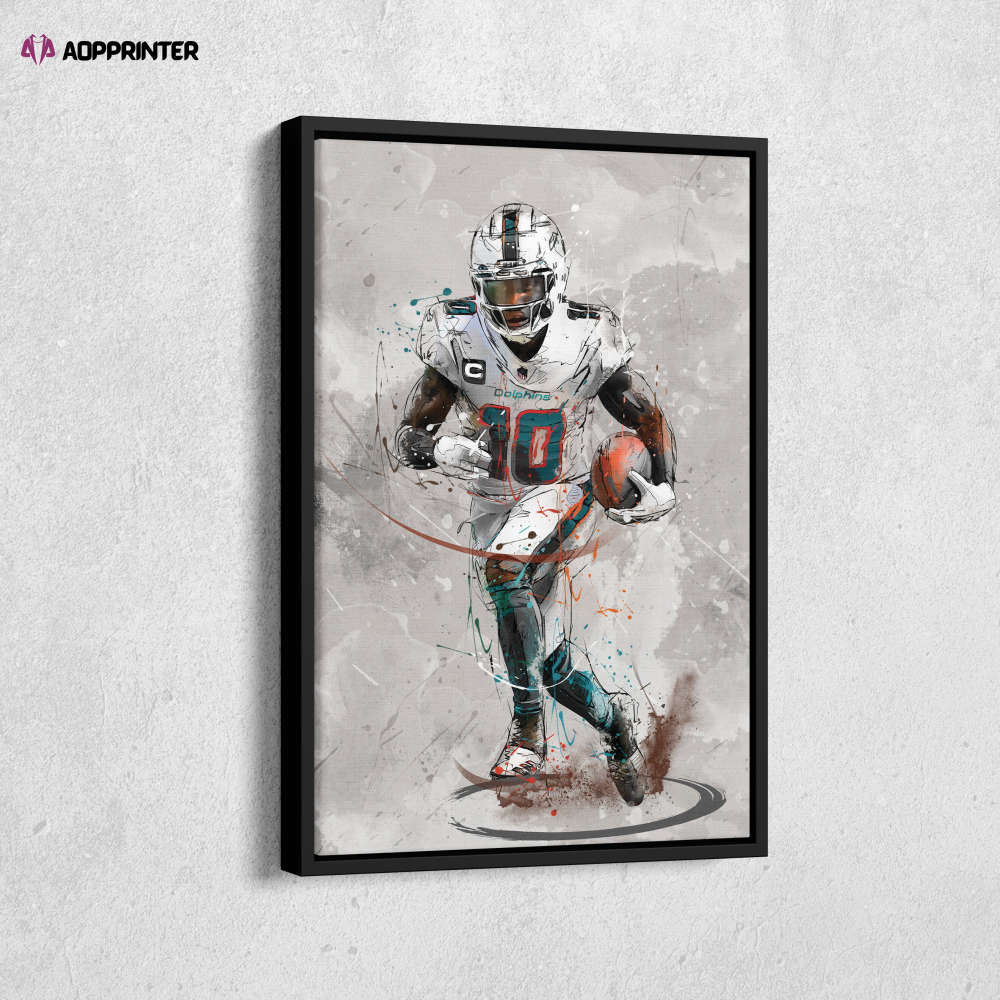 Tyreek Hill Poster Miami Dolphins NFL Canvas Wall Art Home Decor Framed Poster Man Cave Gift