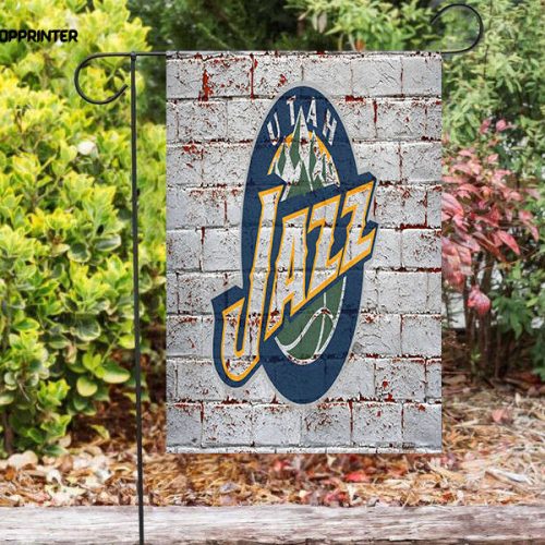 Utah Jazz Emblem v12 Double Sided Printing   Garden Flag Home Decor Gifts