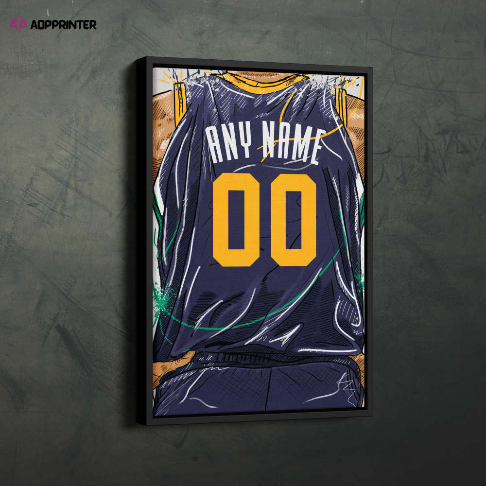 Utah Jazz Jersey Personalized Jersey NBA Custom Name and Number Canvas Wall Art Home Decor Framed Poster Man Cave Gift