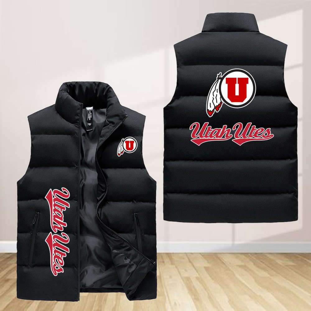 Utah Utes Sleeveless Puffer Jacket Custom For Fans Gifts