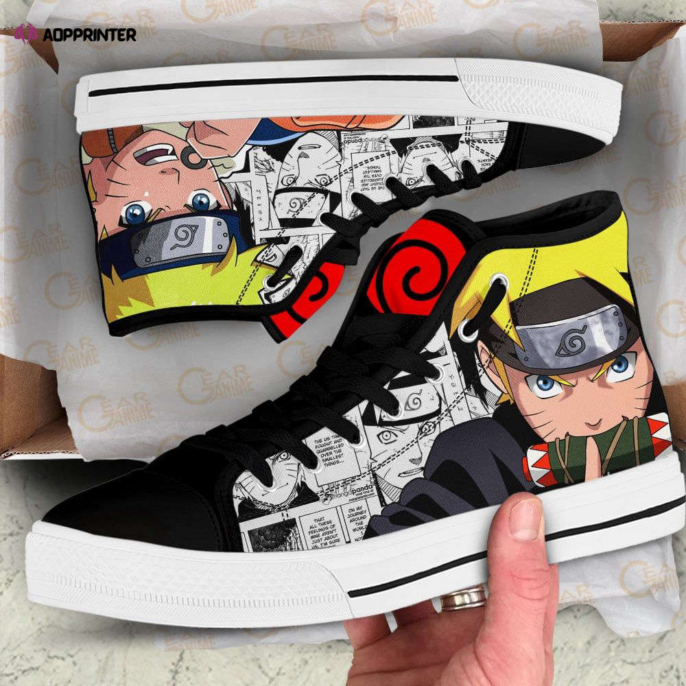 Uzumaki Naruto Mix Manga Style High Top Shoes Custom Naruto Anime For Fans