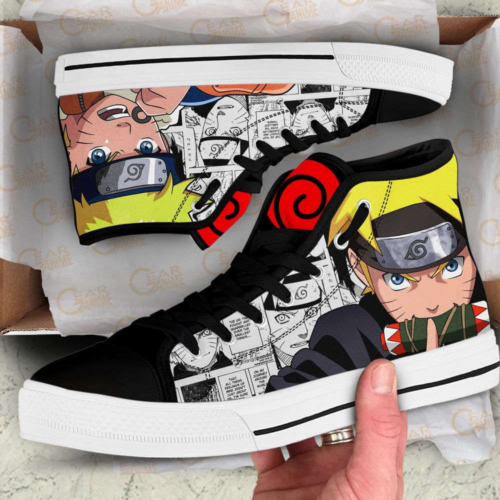 Uzumaki Naruto Mix Manga Style High Top Shoes Custom Naruto Anime For Fans